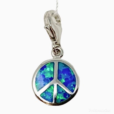 Blue Opal Peace Symbol Charm