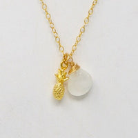 14KGF Pineapple & Natural Stone Necklace