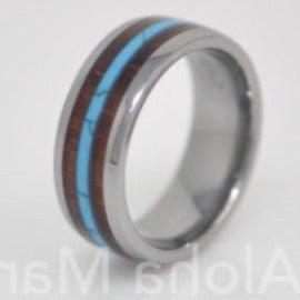 Turquoise & Koa Wood Ring / Side