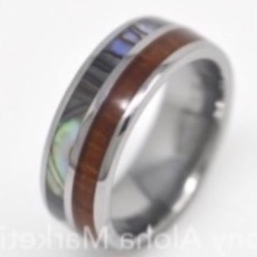 Abalone & Koa Wood Ring