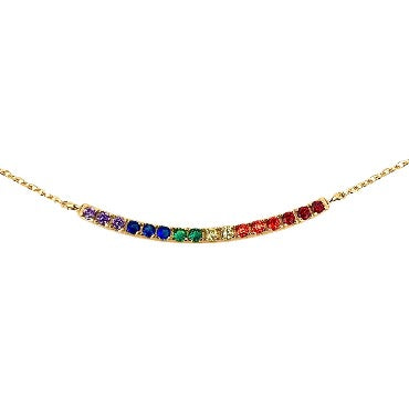 Bar Necklace Rainbow Color CZ