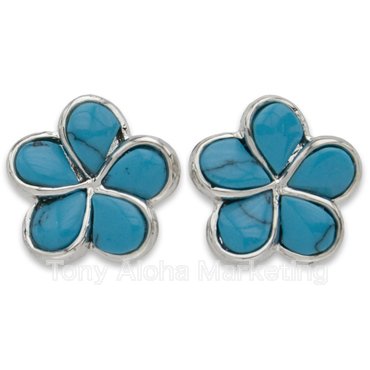 Plumeria Turquoise Earrings / Stud